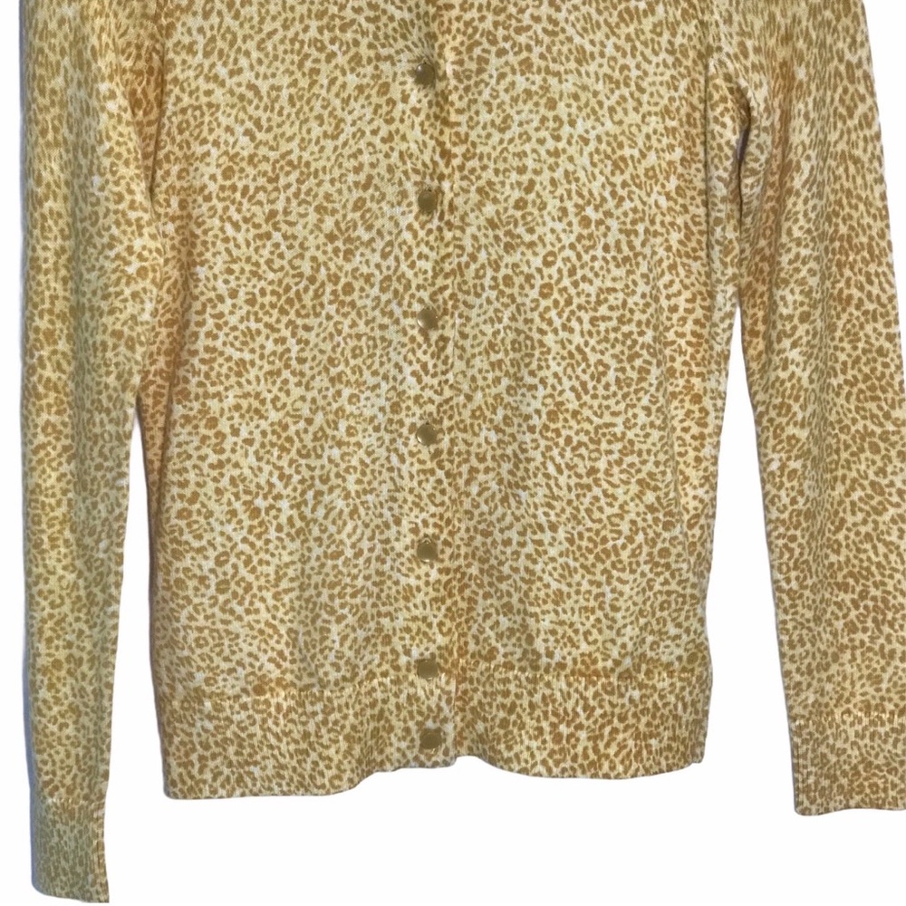 Talbots Yellow Leopard-Print Button Front Top - Picture 4 of 10